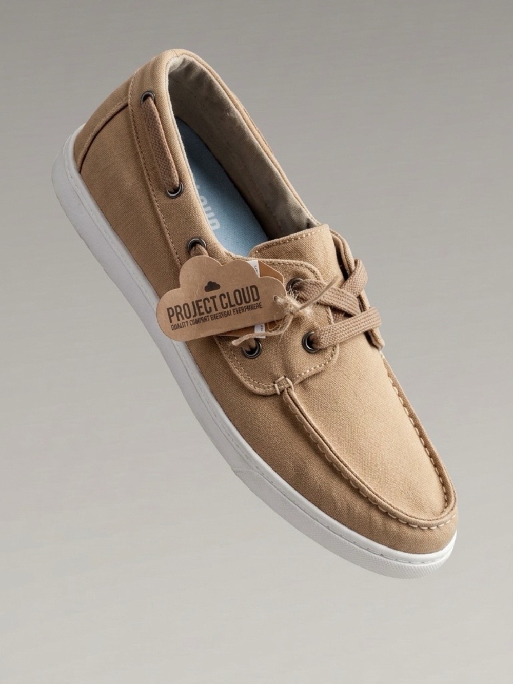 Project Cloud Men’s Tan Boat Shoes with Cushioned Insole